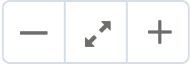 Wireframe showing zoom button group, zoom out on left, zoom to 100 in the middle, and zoom in on the right.